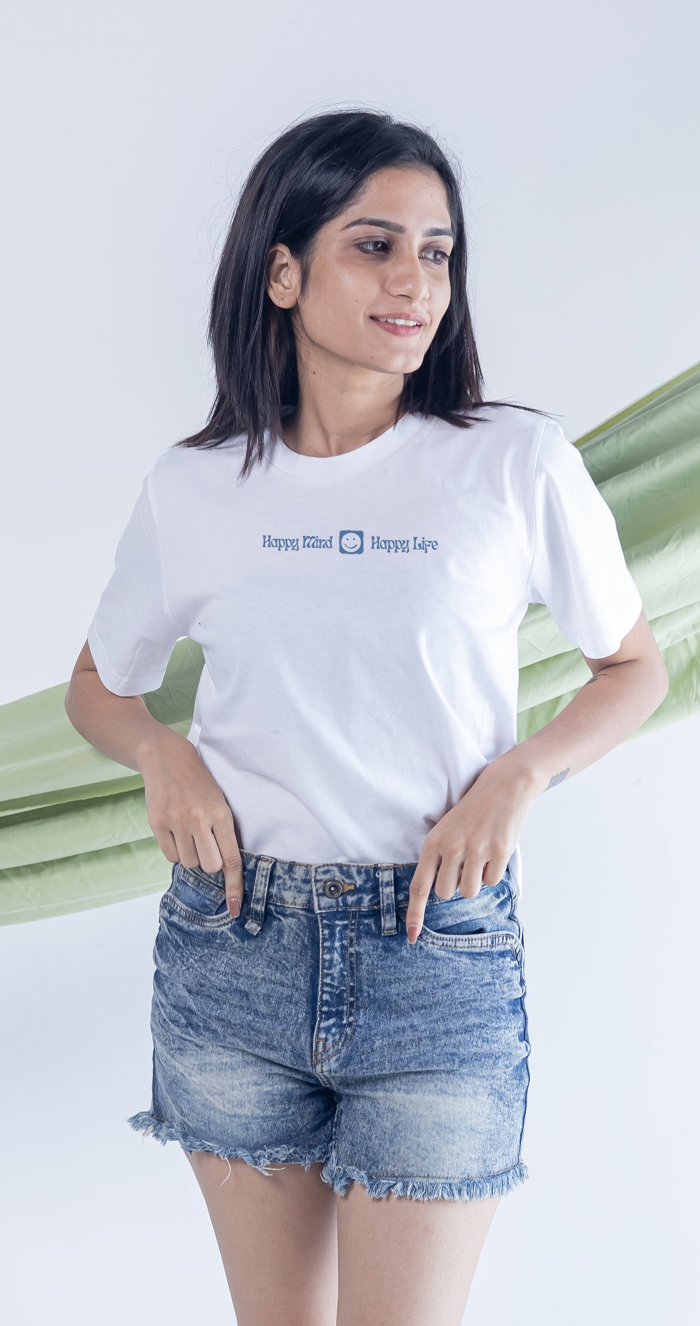 HAPPY MIND HAPPY LIFE-WHITE-COUPLE TEE
