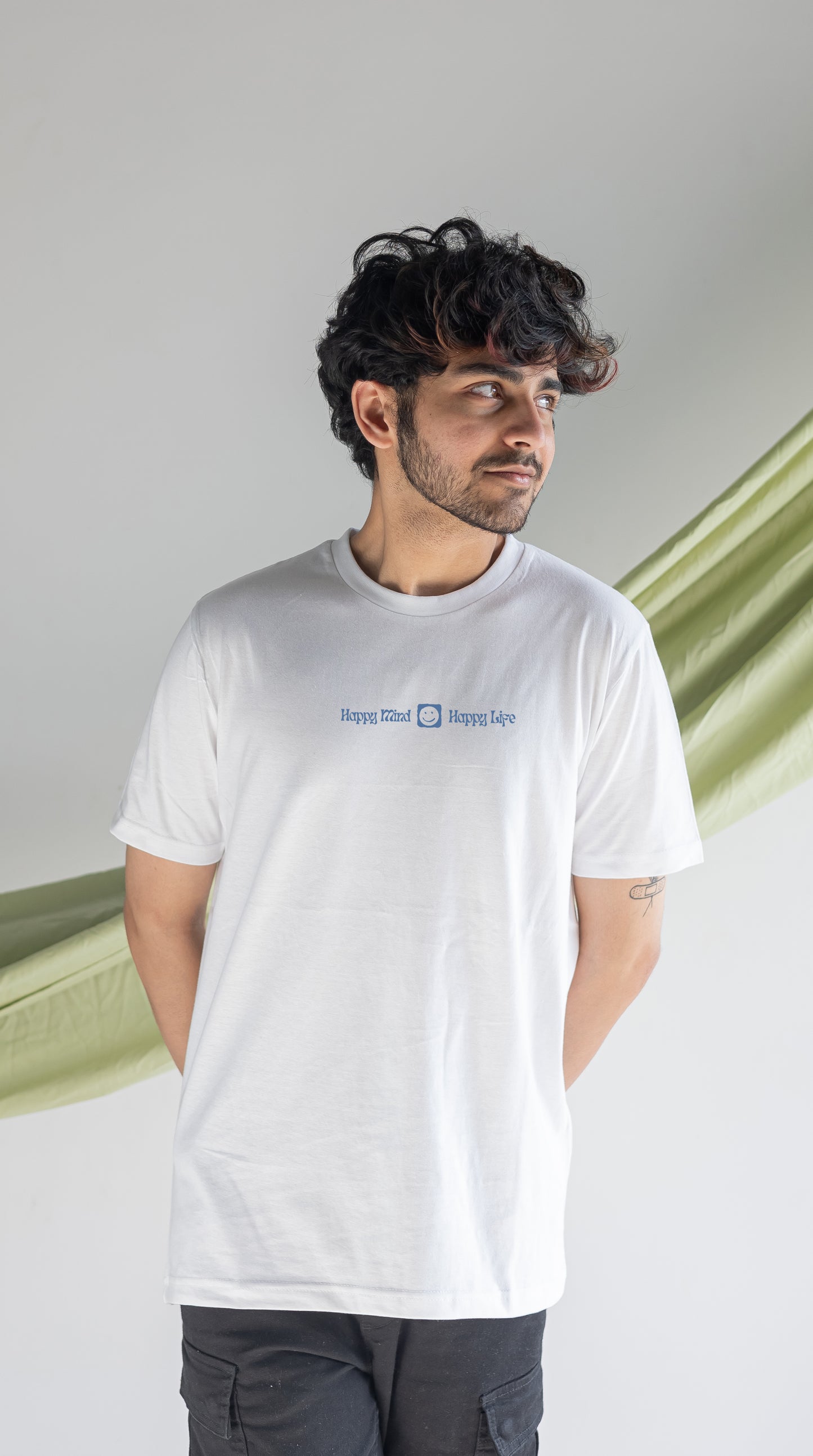 HAPPY MIND HAPPY LIFE-WHITE-COUPLE TEE