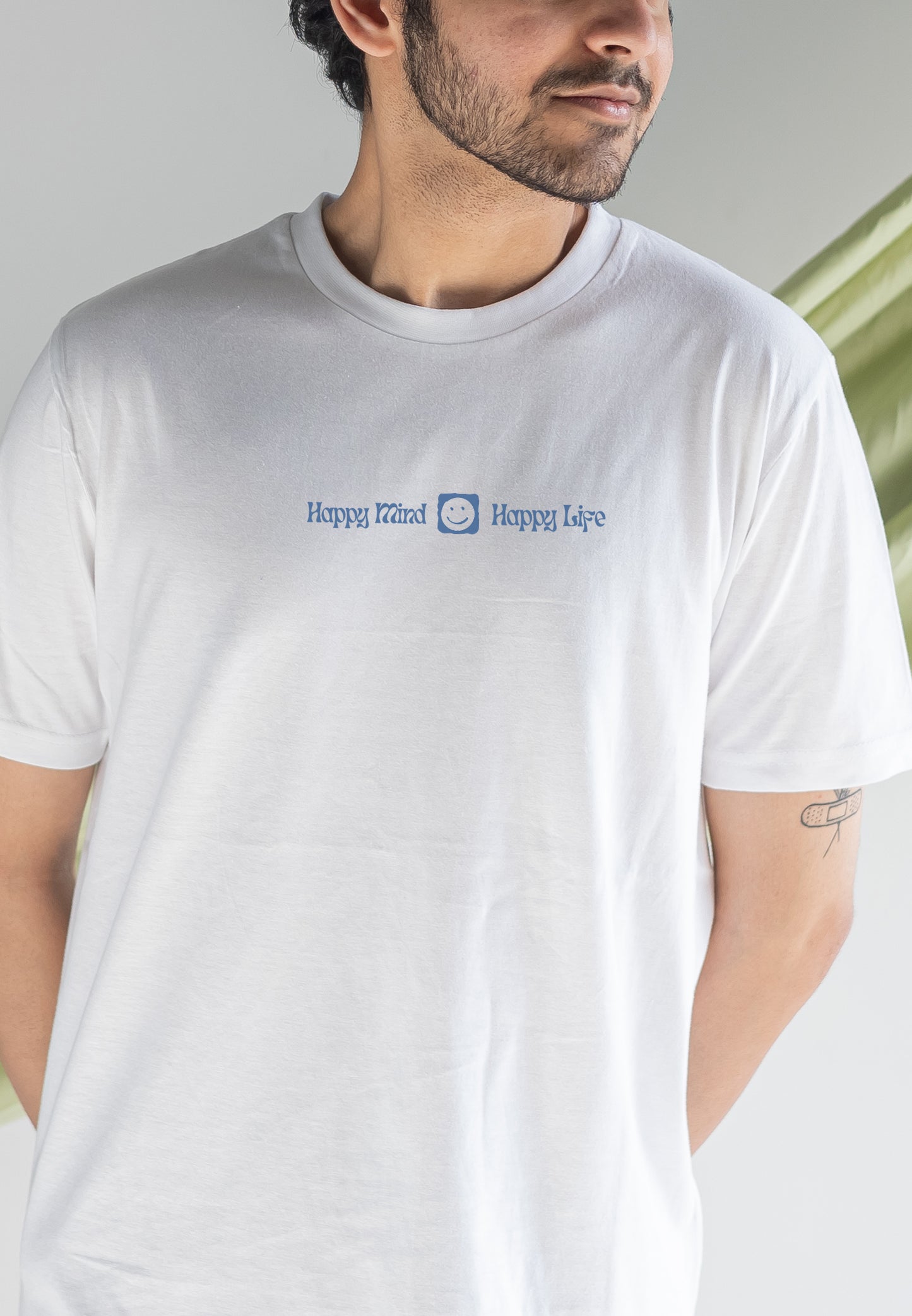 HAPPY MIND HAPPY LIFE-WHITE-COUPLE TEE