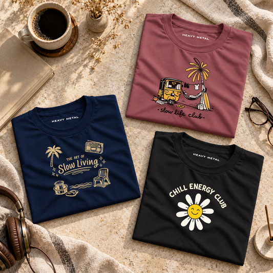 Slow Living Club Pack of 3 Printed Tees
