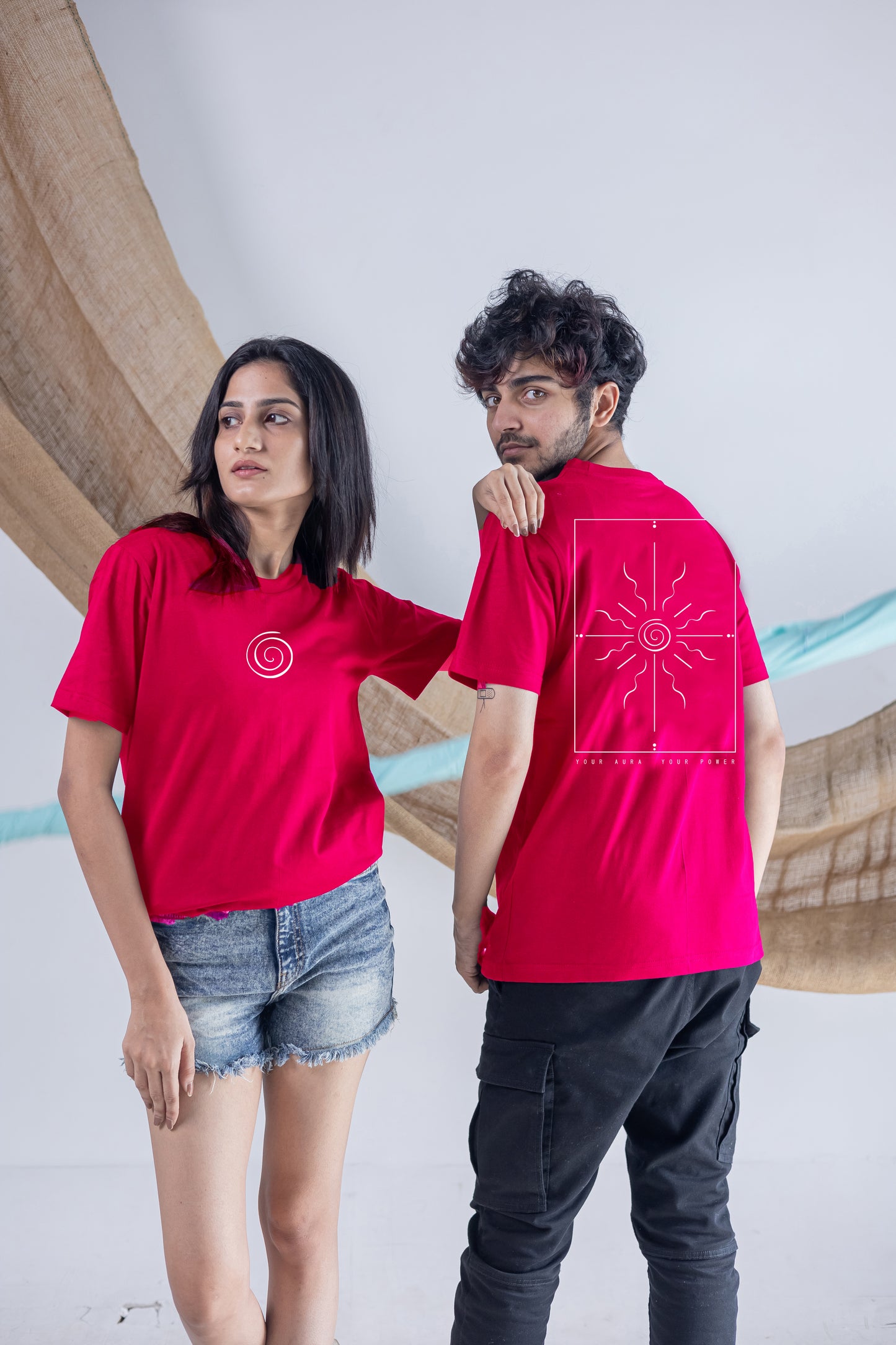 YOUR AURA YOUR POWER-RED-COUPLE TEE