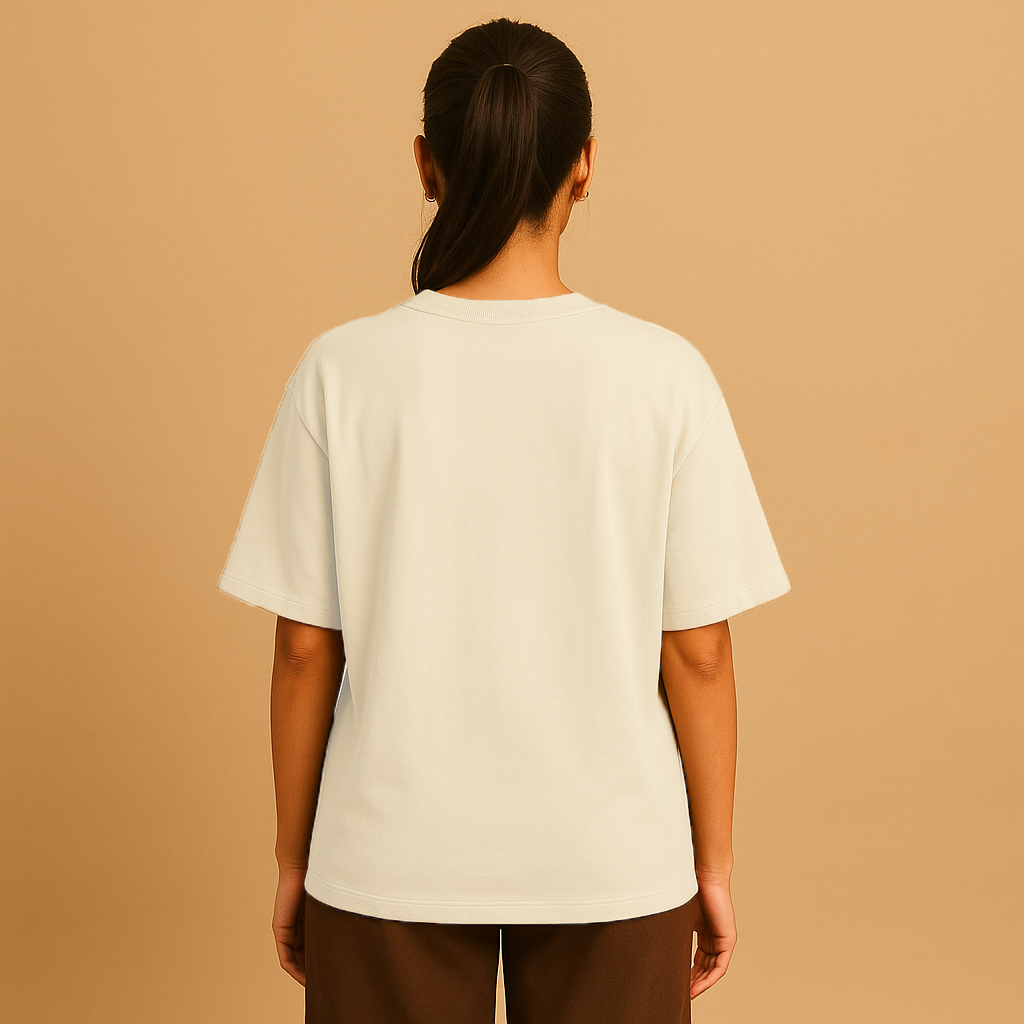 Custom message tee-Cosmic Latte Beige(Oversized)(W)