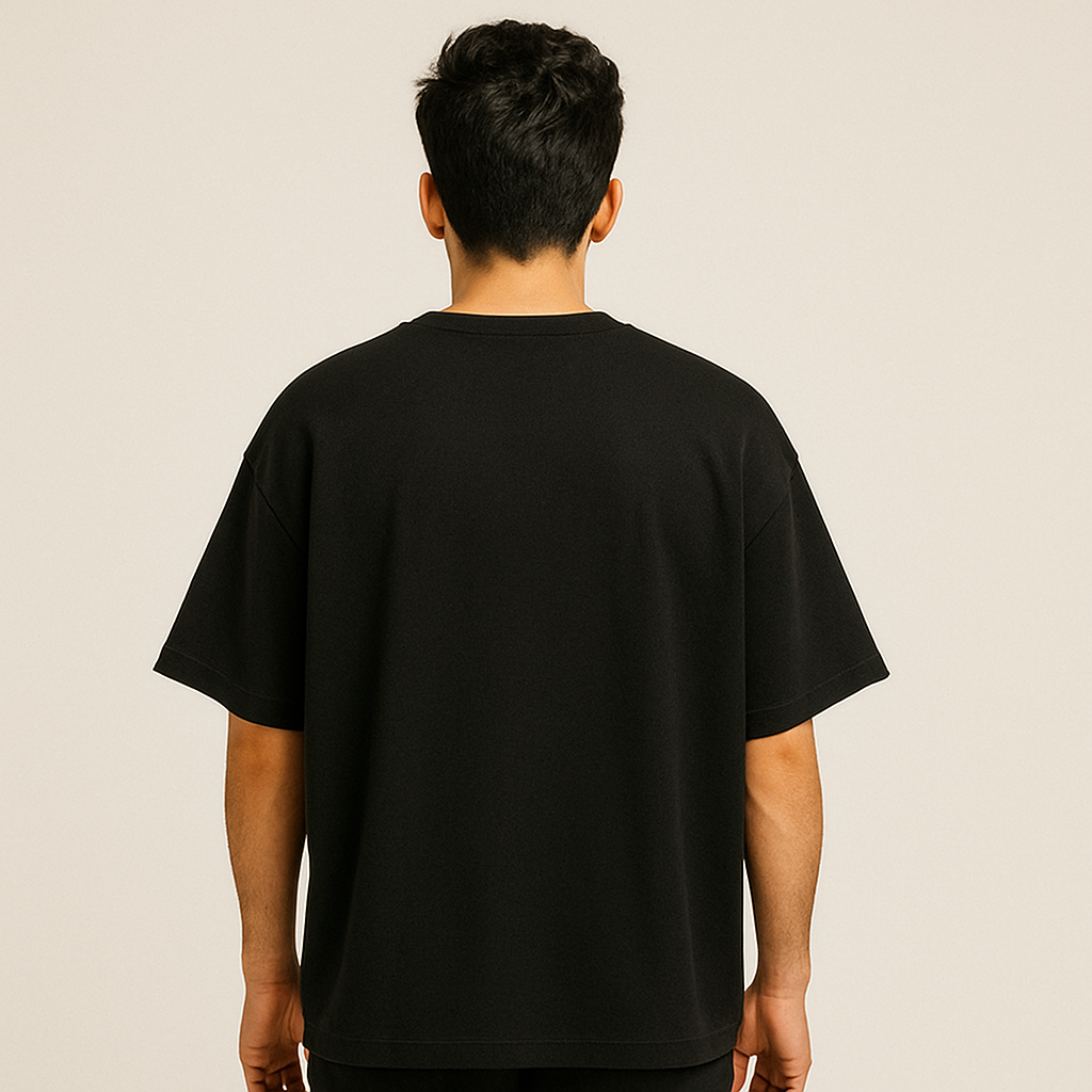 Custom message tee-Soot Black(Oversized)