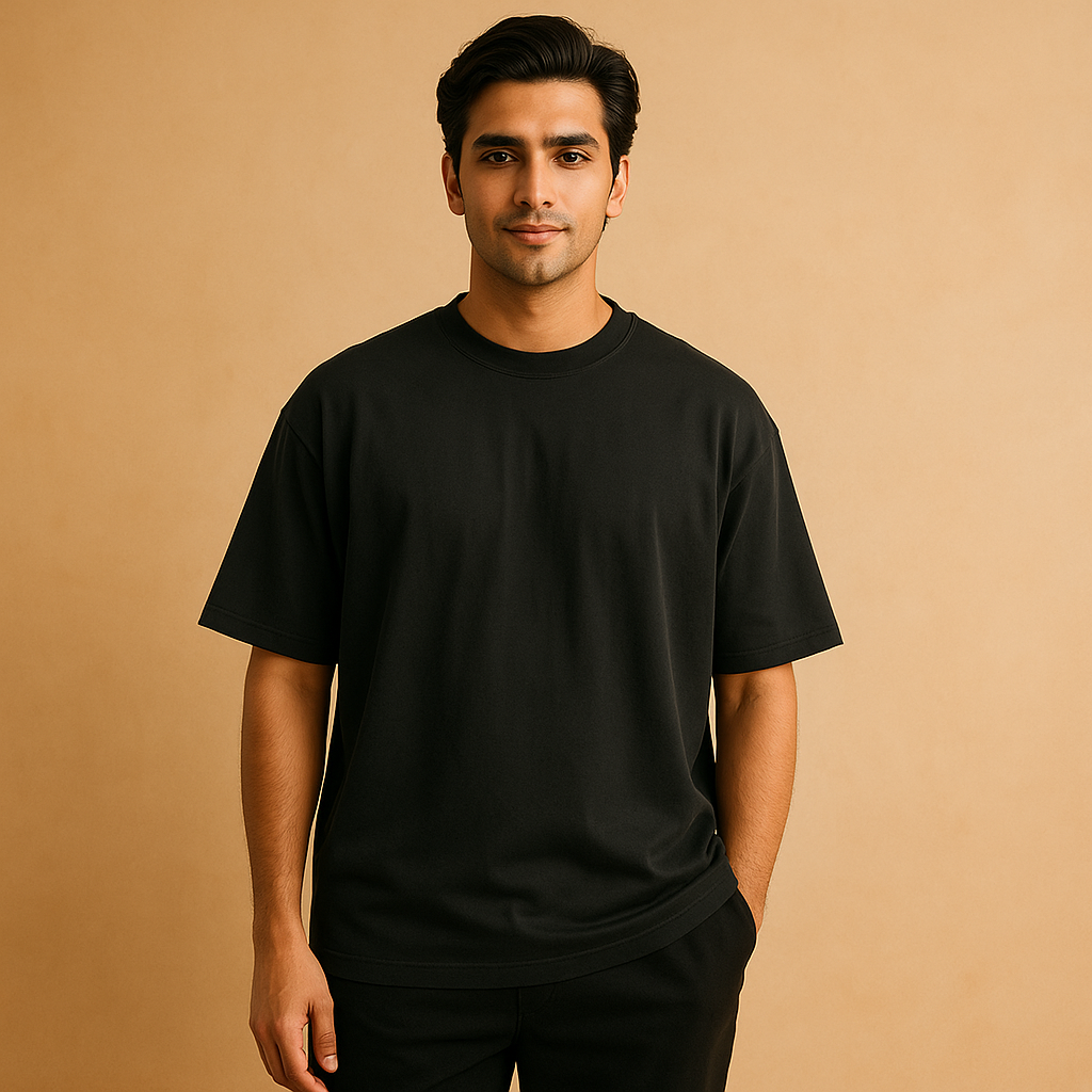 Custom message tee-Soot Black(Oversized)