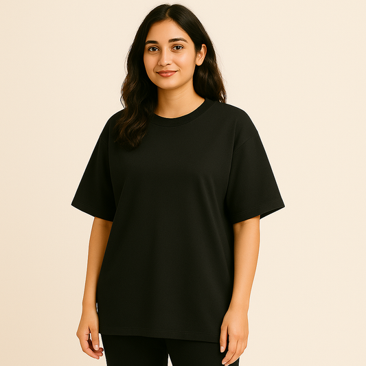 Custom message tee-Soot Black(Oversized)(W)