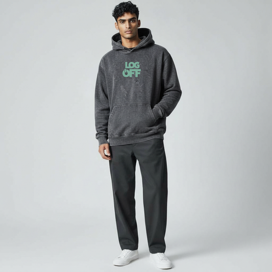 Log Off – Acid Washed Hoodie(M)