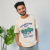 Mountains Over Meetings men's printed T-shirt