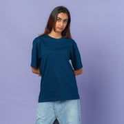 Slate Blue relaxed fit Women model