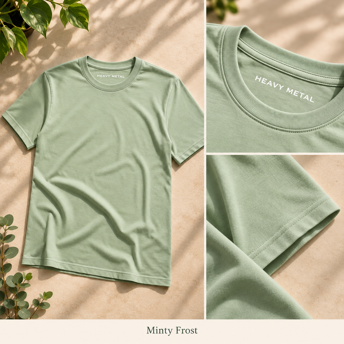Minty Frost solid tee collage
