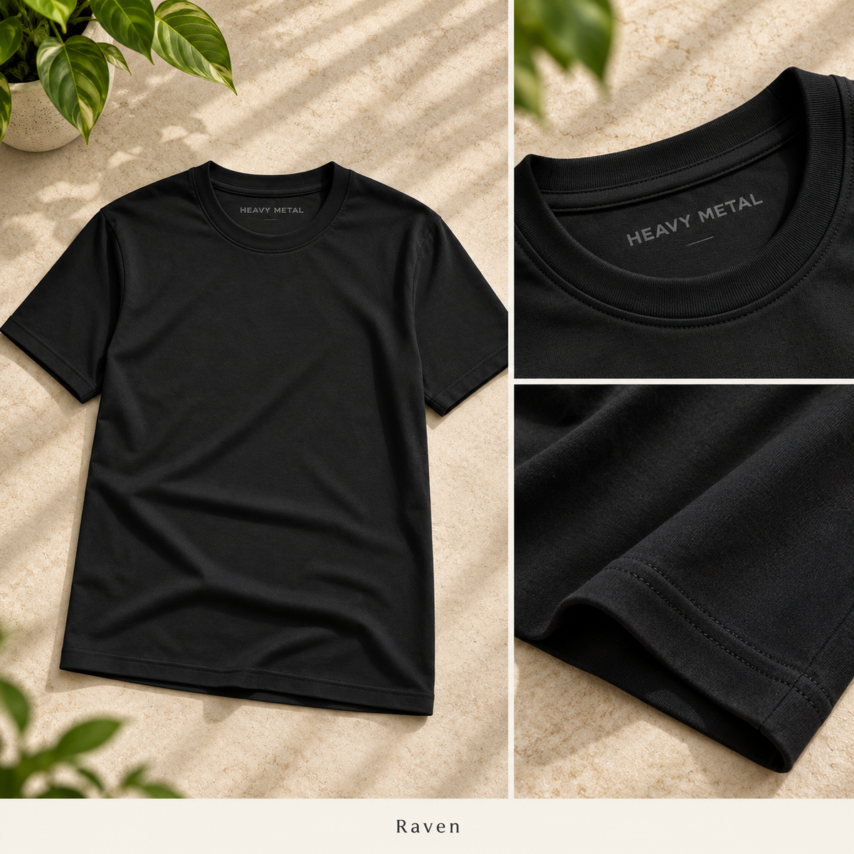 Raven solid tee collage
