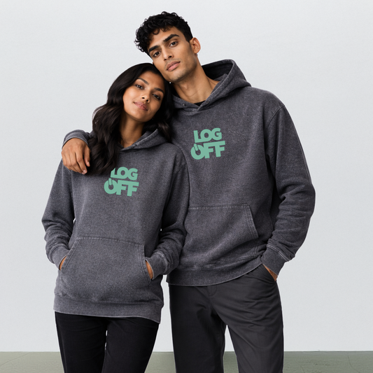 Log Off – Acid Washed Hoodie(COUPLE)