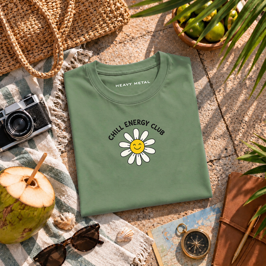 Chill Energy Club Travel Chiller T-shirt flat lay